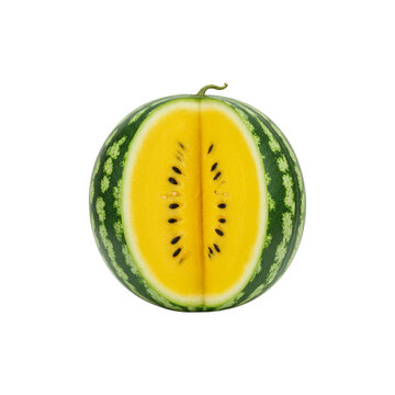 Yellow Watermelon Cross Section on Black