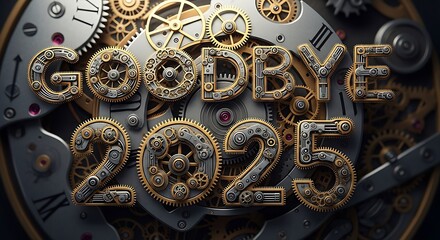 Goodbye two thousand twenty five made of gears and clockwork parts