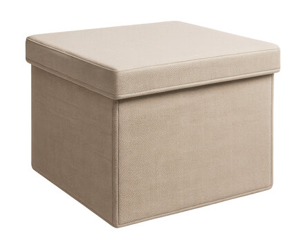Lidded fabric storage box ideal for organizing seasonal clothing at home.