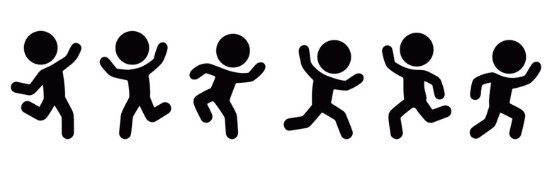 running children silhouette set featuring playful and energetic kid figures in motion, perfect for sports themes, activity illustrations, children’s events, education materials, and creative posters