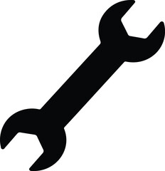 Steel vector icon of a wrench and screwdriver on white background for repair and work concept