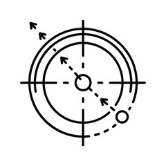 Target scope icon with arrows indicating trajectory and focus, isolated on