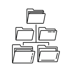 Vector illustration of a folder hierarchy or organizational chart, isolated on