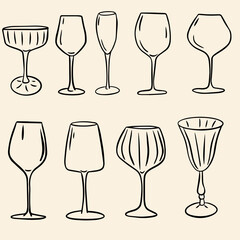 Hand-Drawn Wine Glass Collection