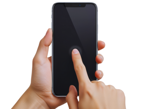 Hand Interacting with Blank Smartphone Screen Touch Gesture