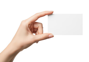 Obraz premium Elegant Hand Holding Blank Business Card with Isolated Background