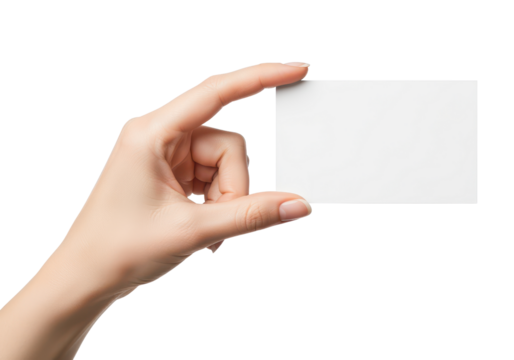 Elegant Hand Holding Blank Business Card with Isolated Background