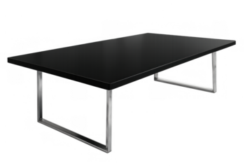 Modern black rectangular table creating a sleek workspace in an office, home, or conference room, transparent background