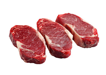 Fototapeta premium Three raw beef steaks, side-by-side, rich red color