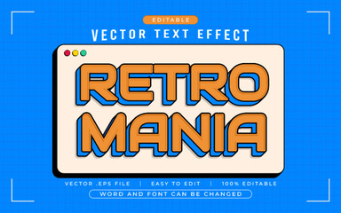 Retro Mania 3D editable text effect style - Premium Vector