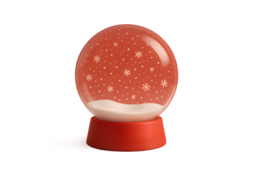 A golden-orange tinted snow globe featuring star-shaped flurries inside. The black background highlights its warm amber shine and makes the base stand out clearly.