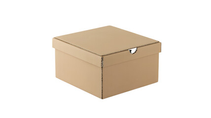 Closed Brown Cardboard Box with Lid graphic design isolated on a transparent background