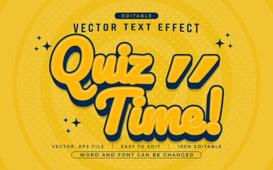 Quiz Time 3D editable text effect style - Premium Vector
