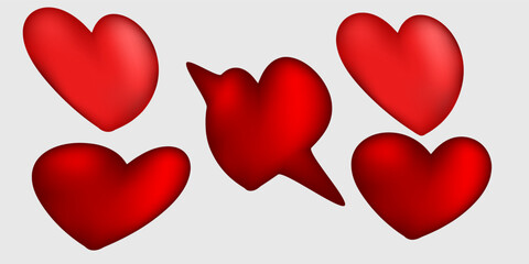  Heart, love, romance or valentine's day red heart. Heart vector icons. Artistic red heart love symbols isolated editable vector.