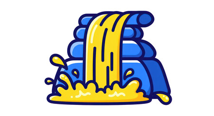 Cartoon Waterfall Illustration with Yellow Water