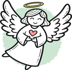 Fototapeta premium Vector, Valentine theme and couples, angel wings with heart illustration, love, for posters, Valentine, couples, design assets