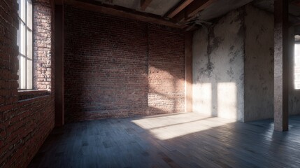 Bright Industrial Space with Exposed Brick and Wooden Beams