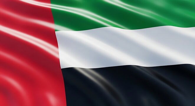 Realistic Waving Fabric Flag of the United Arab Emirates UAE, UAE Independent Day flag - Powered by Adobe