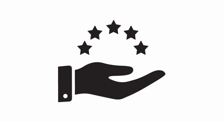 Hand Holding Stars Symbol of Quality Excellence and Positive Feedback.