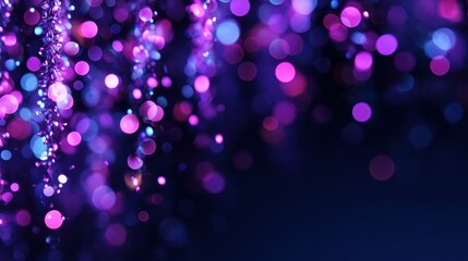 Festive Abstract Bokeh Background with Glowing Purple and Blue Lights
