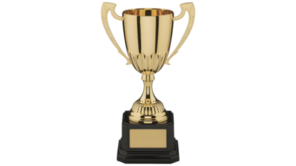 Golden trophy cup isolated on a white background Symbol of achievement, success, and reward for champions