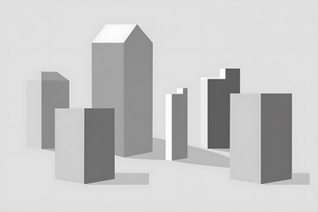 Fototapeta premium Abstract geometric shapes in grayscale with shadows monochrome