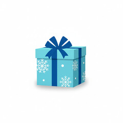 blue christmas gift box with snowflake pattern and dark ribbon illustration