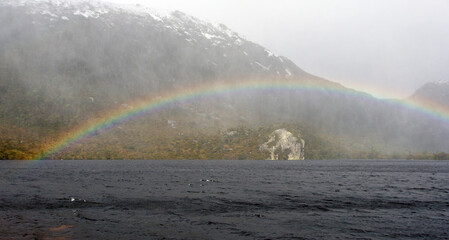 Rainbow over Dove Lake, Cradle Mountain, Lake St Clair, National Park, Tasmania Australia
