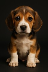 Beagle puppy studio portrait with floppy ears (JPEG 300DPI 7200x10800)