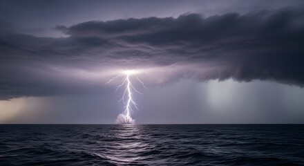 lightning thunder sea river ocean clouds storm illustration vector digital design background wallpaper banner