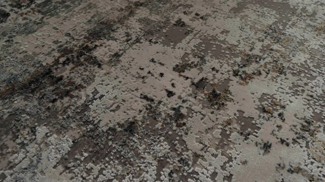 Elegant textured carpet close-up in modern interior, detailed fabric surface shot as camera moves toward rug texture, showing softness, pattern and quality floor in contemporary living room