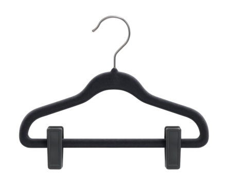 Velvet clamp hanger to prevent slipping, ideal for delicate fabrics in small closets.