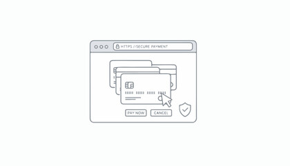 Online Payment Security Credit Card Transaction in Browser Window.