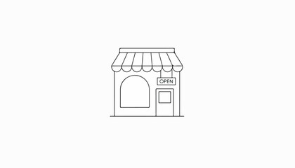 Simple Line Drawing of a Small Business Storefront.