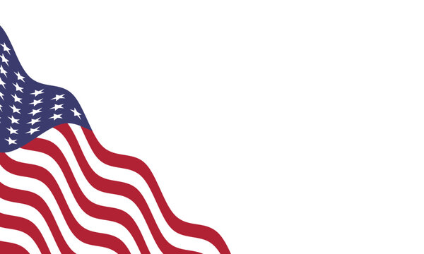 Waving flag of USA. American flag background template or overlay for patriotic event design. Transparent PNG and vector illustration