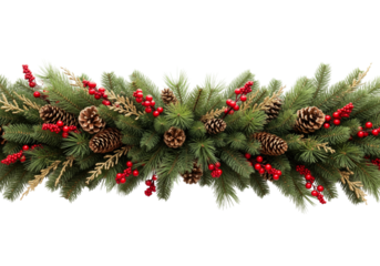 Christmas garland decoration isolated on white or transparent background