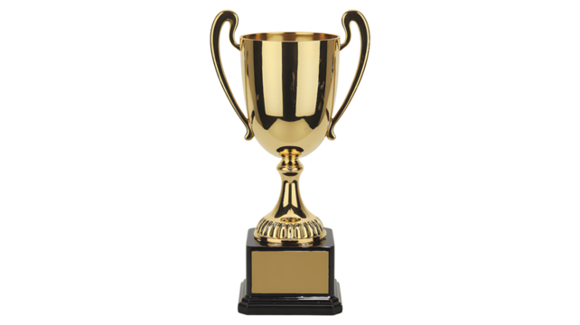 Shiny Gold Trophy Cup on White Background Symbol of Achievement, Competition, and Success