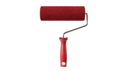 Red Paint Roller Illustration Perfect for Home Renovation, Painting, and DIY Projects on a White Background