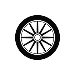 Fototapeta premium Black and white illustration of a classic wagon wheel