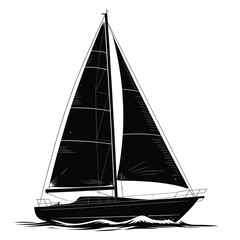 Black and white sketch of a sailboat on the water