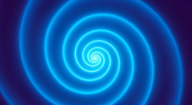 Vibrant blue neon spiral vortex abstract background