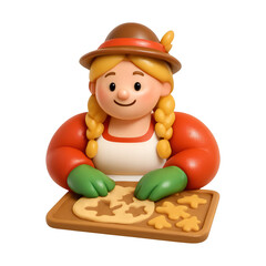 Obraz premium PNG Whimsical baker creating festive cookies.