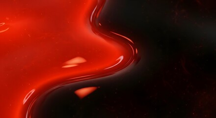 Abstract red and black swirl liquid texture with reflective surface
