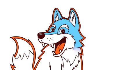 Cartoon wolf with blue fur and orange outline