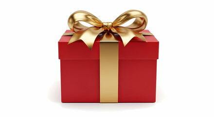 Elegant red gift box with shining golden ribbon, perfect for birthdays, holidays, or any special occasion, conveying joy and appreciation to your loved ones