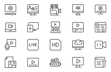 Blogging line icons set. Post, social media, community, content, website, sharing, create, opinion. Business concept. Web vector infographic in outline icon style.