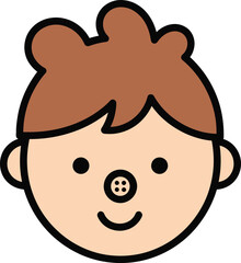 Cute cartoon illustration of a young boy s face with brown hair and a happy expression simple and playful drawing