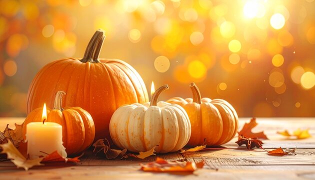 Wooden table, free space, with thanksgiving theme blurred background 