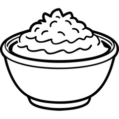 Simple line art drawing of mashed potatoes in a bowl