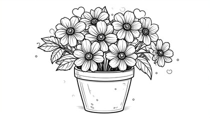 Flower bouquet in a pot with black  white.